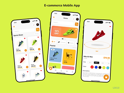 E-commerce Mobile App app application beautiful design ecommerce mobile app figma ios iphone app mobile app shoes selling app ui uidesign uiux