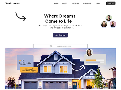Real estate hero section real estate uiux user research