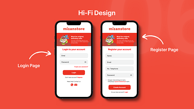 Login and Register Pages graphic design ui