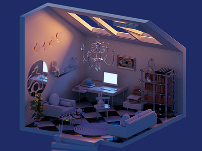 3D Room 3d 3d room arnold c4d redshift