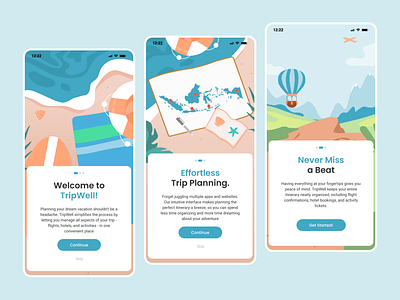 Onboarding TripWell 🏖️ app booking mobile onboarding product onboarding travel ui