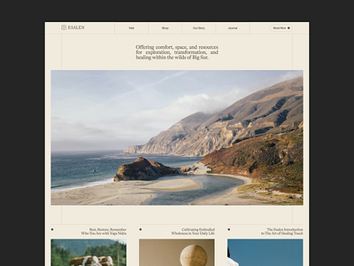 Esalen Homepage beauty brand branding california design ecommerce editorial environment health hero home homepage meditation minimal modern travel type typography ui yoga