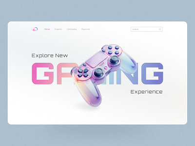 Gaming Website hero section advertising banner clean design creative gaming glass graphic design hero section new concept uiux website widget