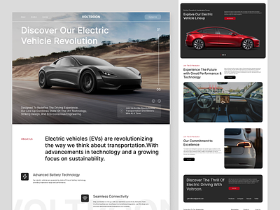 Voltroon - Electric Vehicle Landing Page car cars design electric electric vehicle ev exploration future landing page landingpage ui uidesign user interface vehicle