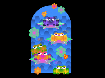 Floaters flower frog illustration