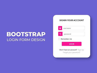 Login Form HTML CSS and Bootstrap by codingflicks on Dribbble