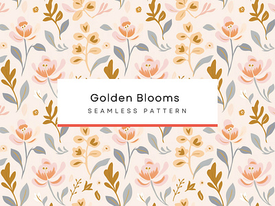 Golden Blooms Patterns, Floral, Seamless Patterns 300 DPI, 4K beige pastel pattern gold pastel pattern repeating pattern seamless pattern tile pattern wallpaper design