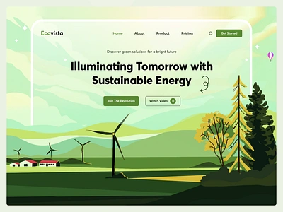 Ecovista Landing page climate creative design eco friendly environment graphic design green energy illustration landing page landscape minimal modern design nature planet saas startup ui ui ux web design website