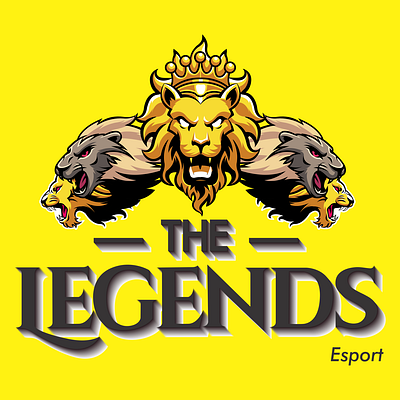 ESPORT LOGO GAMING THE LEGENDS 3 LIONS branding graphic design logo
