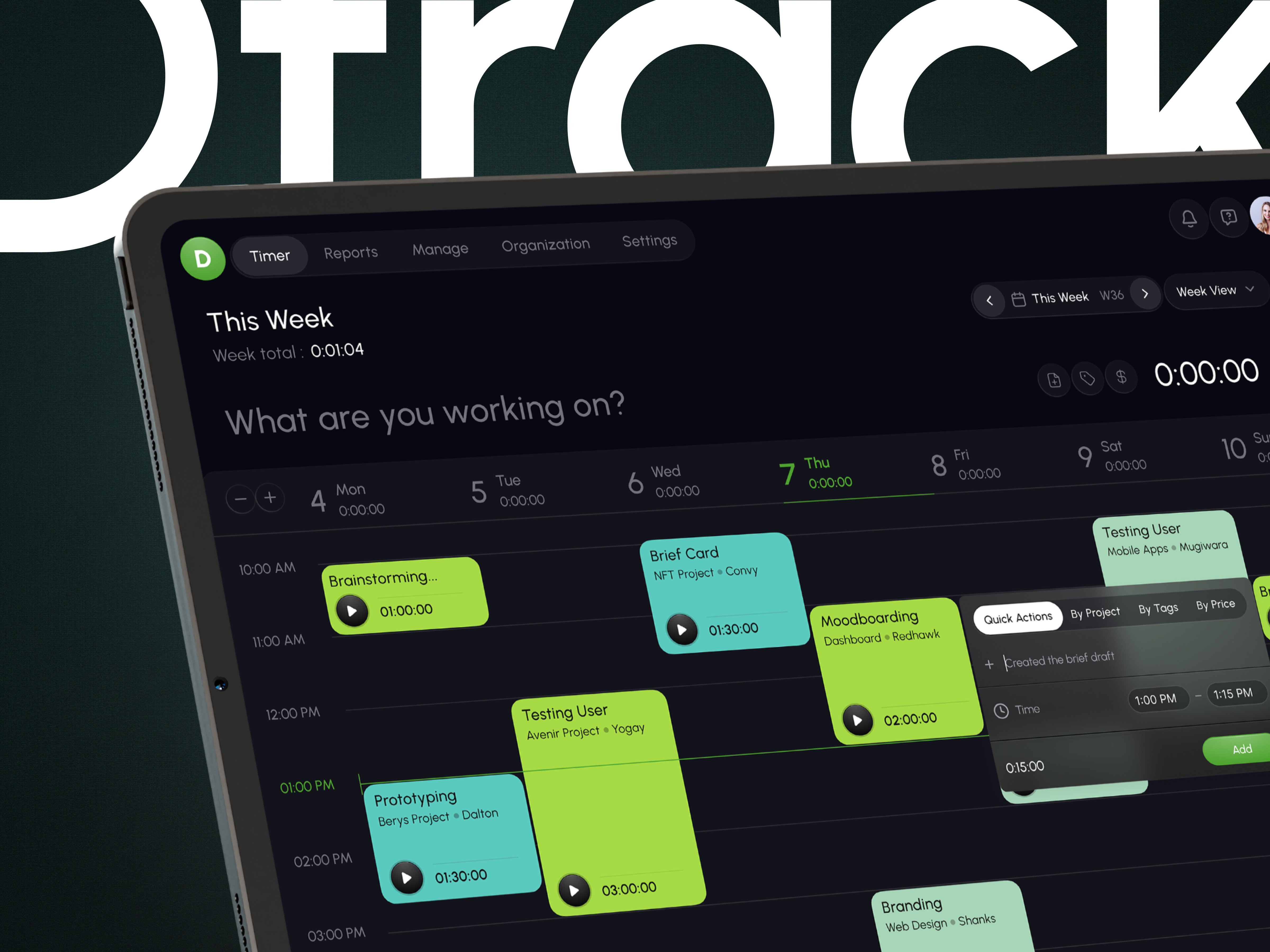 Time Tracker Software animation dashboard design interface management product design productivity project management saas scheduling software task team management time management time track to do tracking app trainer ui ux