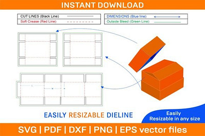 Corrugated Box Dieline Template box box die cut branding design dieline illustration packaging packaging design ui vector