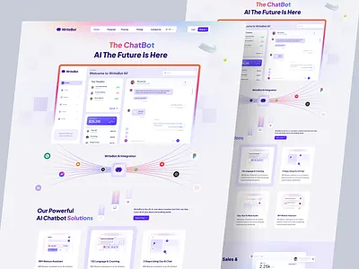 WriteBot AI Writing Tools Landing Page ai application ai blog post ai chatbot ai landing page ai saas landing page ai writing tools ai writing website artificial chatbot trending website ui design website design website landing page writebot