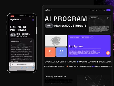 UX/UI design and Webflow Development for AI online courses ai design figma figmatowebflow online course online course website responsive design ui ux webflow website