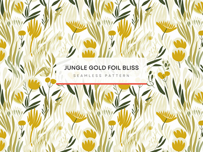 Jungle Gold Foil Bliss Patterns, Seamless Patterns 300 DPI, 4K flowing pattern design repeatable pattern repeating pattern seamless pattern tile pattern wildflowers and grasses motifs