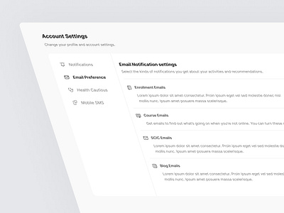 Account Settings Page UI Design e learning setting gradient product design profile setting profile ui setting ui settings page settings ui ui design