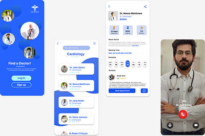 HealthMate- Your perfect partner in finding best doctors app design logo ui