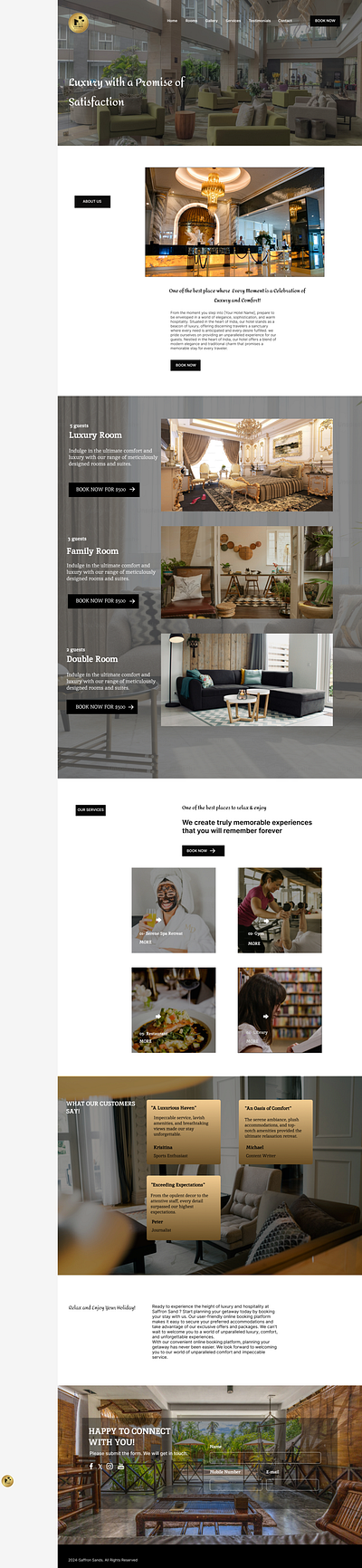 Saffron Sands Hotel - Luxury with a promise of satisfaction design landing pages logo website design