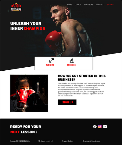 Gloves Red- Boxing Training landing pages website design