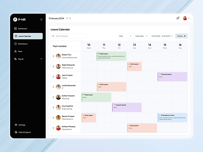 Leave calendar Dashboard calendar creative dashboard dashboard design design employee calendar hr hr management leave calendar ui ui design uiux website