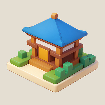 Temple Isometric Illustration 3d building cartoon cute design home house icon illustration isometric pastel rendering temple toy