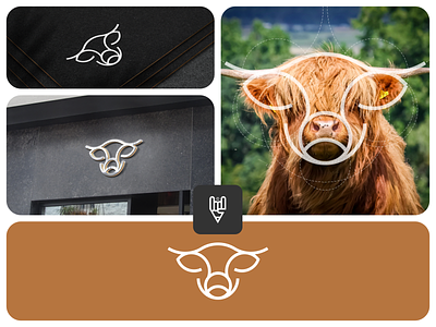 Highland Cow Logo branding cow design golden ratio graphic design highland cow icon line art logo vector