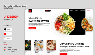 Restaurant landing page Ui design branding designer figma landingpage logo mobile app design mobileapp ui ui design ux visual effect web design website wireframing