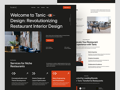 Tanic Design - Resataurant Page Concept agency architecture barkahlabs bold clean dark design agency design interior figma home page interior interior agency landing page minimal ui design web design