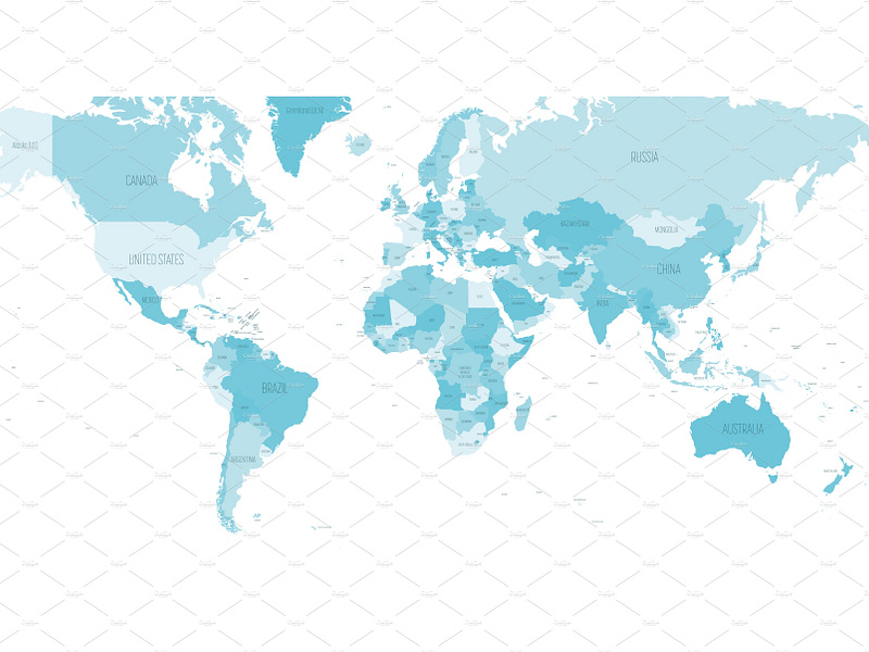 Blue Political Map Of World By Petr Polák On Dribbble