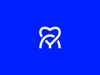 Logo monogram concept - Heart + "A" a blue heart letter