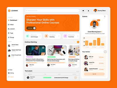 E- Learning Dashboard branding dashboard design graphic design learning orange ui ux web3 webapp