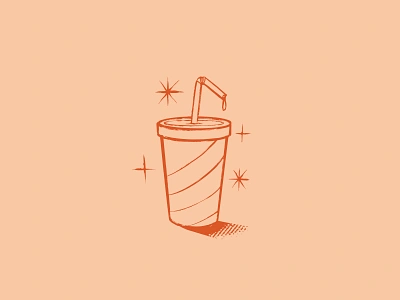 Drink Illustration badge branding brush brush illlustration design distressed drink drink illustration graphic design halftones illustration logo paper cup straw textured textures typography ui ux vector