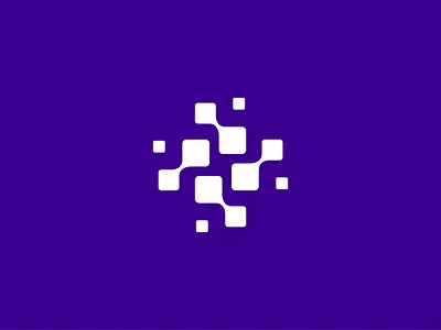 Logo concept - Digital squares digital dots letter purple squares