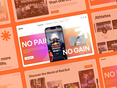 Sports Website Landing Page UI Design. clean colorful website design graphic design landing page mininal modern product racing car redbull design sports landing page sports website tournament typography ui ux web web design web ui website design