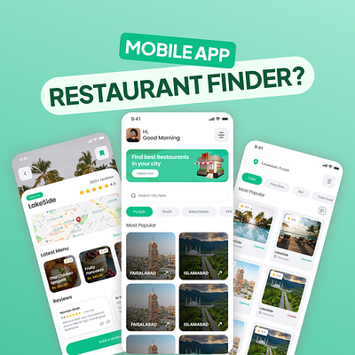 Restaurant Finder App 3d graphic design ui