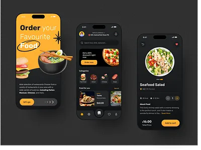 Order Food - Mobile App 🍔 3d app branding chinese delicious easy fast fast food food foodordering graphic design including italian logo mexican order steak taco ui uiux userexprience