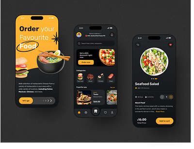 Order Food - Mobile App 🍔 3d app branding chinese delicious easy fast fast food food foodordering graphic design including italian logo mexican order steak taco ui uiux userexprience