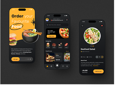 Order Food - Mobile App 🍔 3d app branding chinese delicious easy fast fast food food foodordering graphic design including italian logo mexican order steak taco ui uiux userexprience