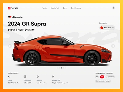 GR Supra buy car car website clean ui concept design exploration herosection illustration landing page minimal product design product page trending ui ui design user experience user interface web design web ui website ui