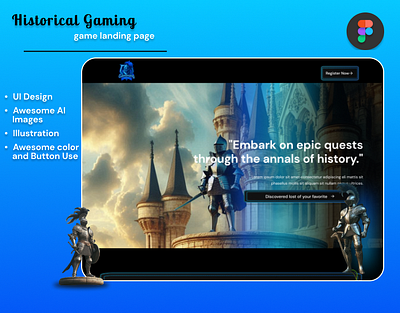 Historical Game Landing Page UI Design figma landing page ui