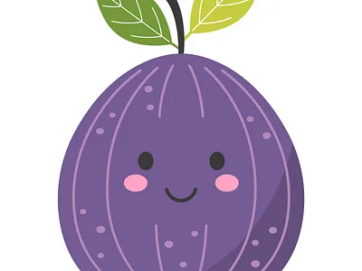 Cute fig in flat vector style adobe illustrator cartoon children illustration clipart cute fig figs flat design flat illustration flatvector fruit illustration kids illustration sticker vector illustration