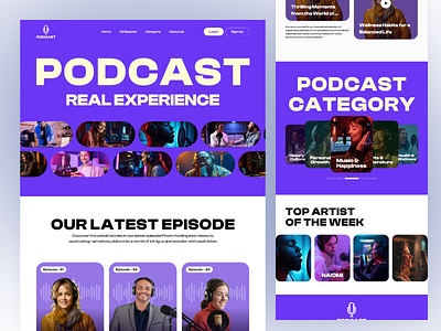 Podcast Show Website Landing Page Design blue branding design illustration landing page podcast prodcut saas typography ui uiux ux website