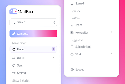 Email App Sidebar app desktop app email figma light mode menu mobile app navbar navigation sidebar ui ui design ux design