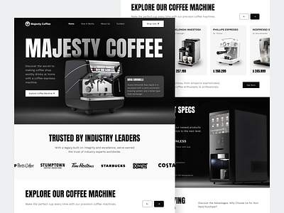 Majesty Coffee - eCommerce Coffee Machine barista brew cafe coffee coffee bean coffee grinder coffee machine coffee shop e commerce espresso grinder la marzocco landing page machine online store product shop startbucks store woocommerce