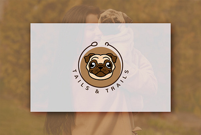 Tails & Trails dog logo logo design minimal pug