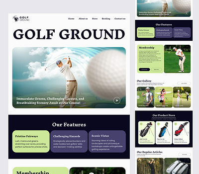 Golf Ground Sports Website Landing Page branding design golf golf website graphic design landing page sport sports typography ui ux vector