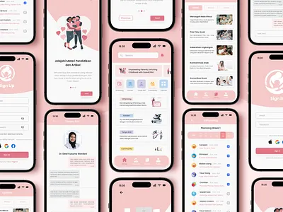 Care4Child Parenting Mobile Apps apps design dribble figma iphone kids mobile parenting apps pink design ui uiux ux web design