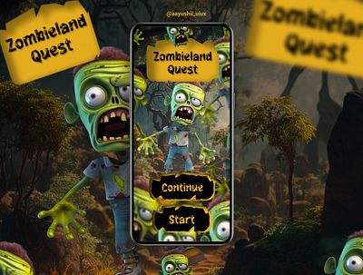 Zombieland Quest Gaming App Design 3d creative design dribbble figma freelancing gameing games graphic design illustration pinterest playstore programming ui uiux zombies