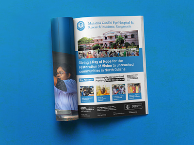 Magazine print advertisement design for NGO hospital.... a4 ad design advertisment blue brand design branding colourful design graphic design hospital hospital branding hospitality magazine mockup ngo ngo branding print design social upliftment social welfare social work