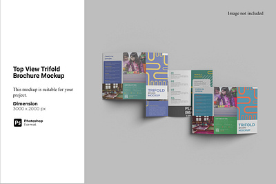 Top View Trifold Brochure Mockup catalogue