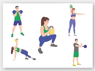 Illustrations for a fitness app app banner blog character design flat illustration vector web